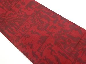 人物に動物・木々模様織出し袋帯